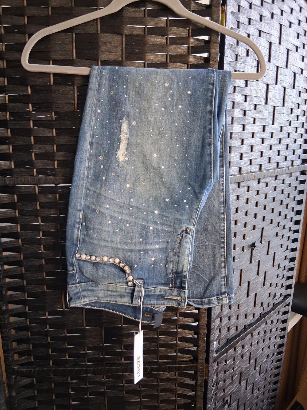 Chico's Black Label Blue Denim Jeans with Rhinestones
